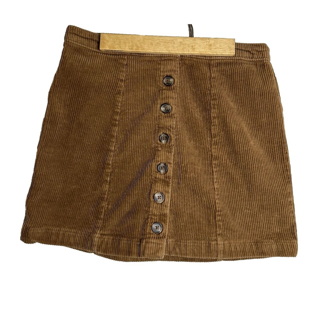 Forever 21 Y2K Brown Corduroy A-Line Mini Skirt Women’s Medium Button Front